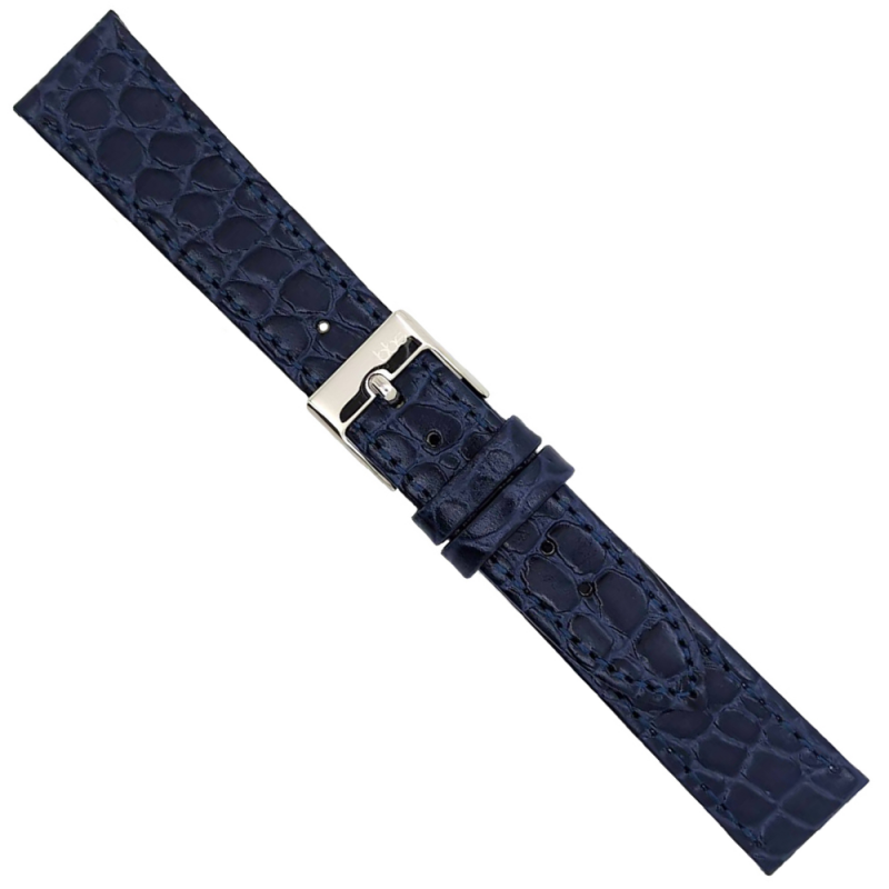 Horlogeband 14mm Blauw, Kroko print - 24541