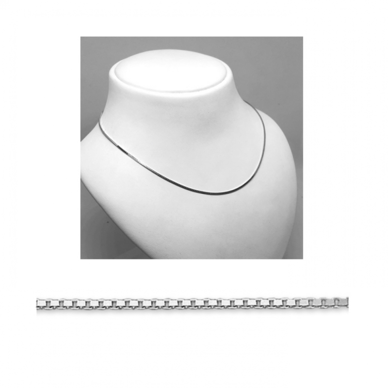 Collier, 14krt.witgoud venetiaanse schakel 0,8mm. (lengte: 41-45cm.) - 24552