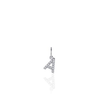 Hanger, zilver met zirconia letter A - 24553