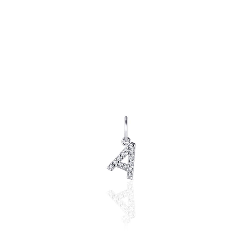 Hanger, zilver met zirconia letter A - 24553
