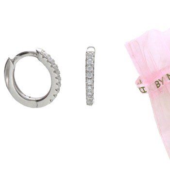 BY NIKKI Oorringen, zilver gerhodineerd met zirkonia (diameter: 9mm.) - 24554