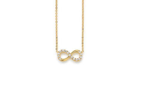 Collier, 14krt.goud met infinity en zirkonia (lengte: 42-45cm.) - 24562
