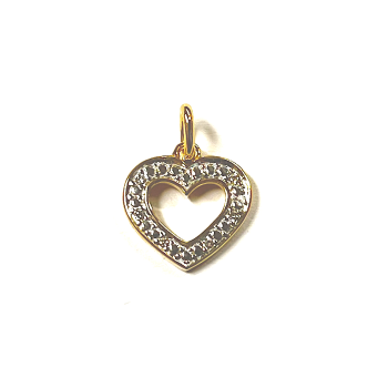 Hanger, 14krt.goud hart met diamant totaal 0,02ct. (10,5mm.breed) - 24563 Hanger, 14krt.goud hart met diamant totaal 0,02ct. (10,5mm.breed) - 24563