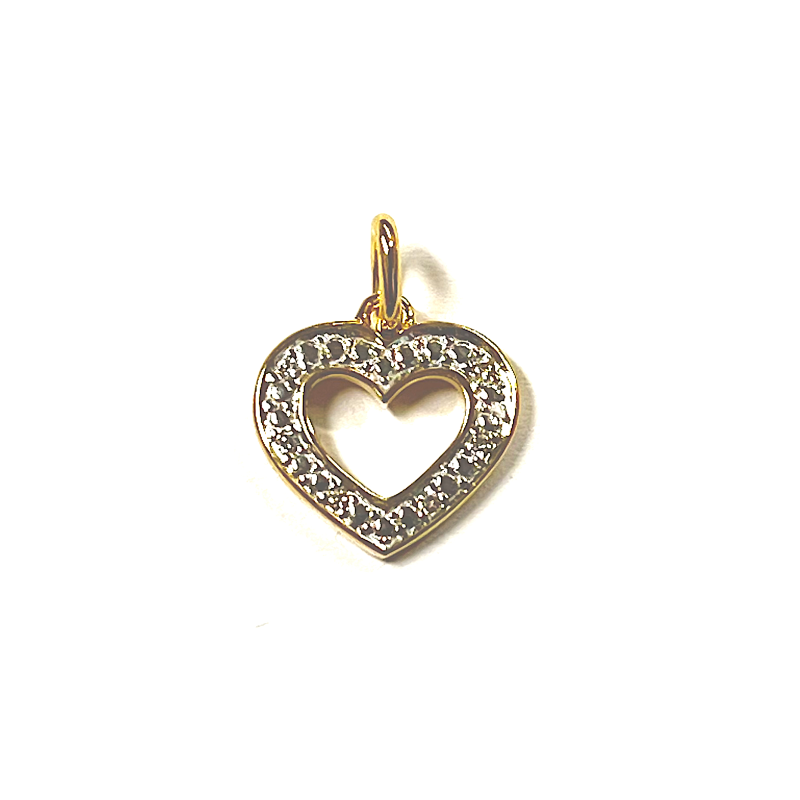 Hanger, 14krt.goud hart met diamant totaal 0,02ct. (10,5mm.breed) - 24563