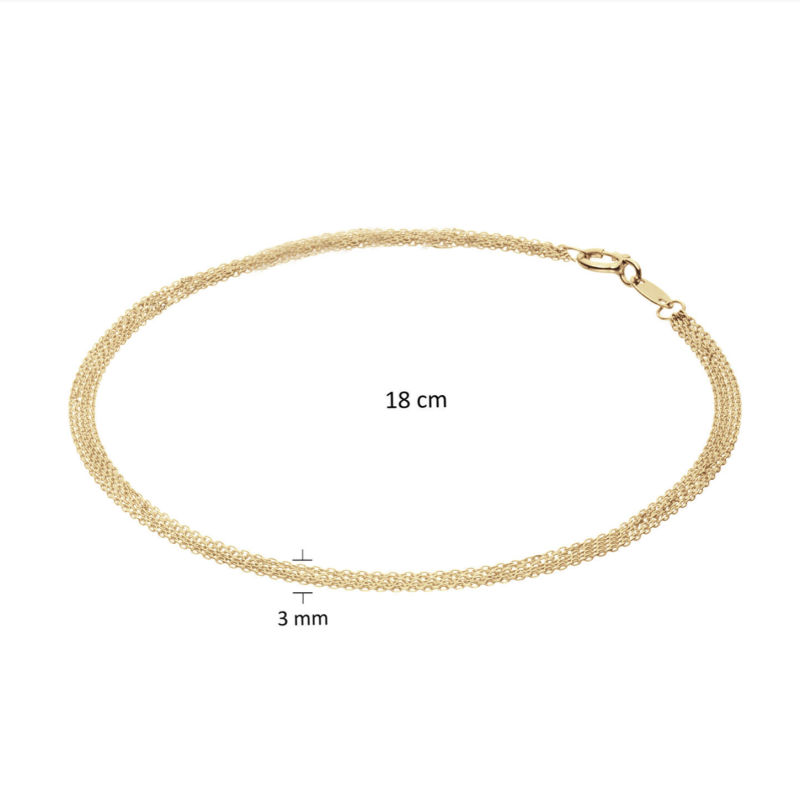 Jackie Armband, 14krt.goud "Waterfall Bracelet" (lengte: 18cm.) - 24564