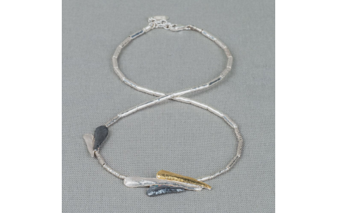 Jeh Jewels Collier, model 21385 TUBES vlieger zilver/oxie/verguld (lengte: 43,5 cm) - 24581