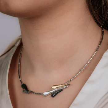 Jeh Jewels Collier, model 21385 TUBES vlieger zilver/oxie/verguld (lengte: 43,5 cm) - 24581