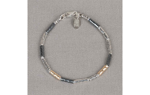 Jeh Jewels Armband, model 17710 tubes zilver/oxie/goldfilled - 24585