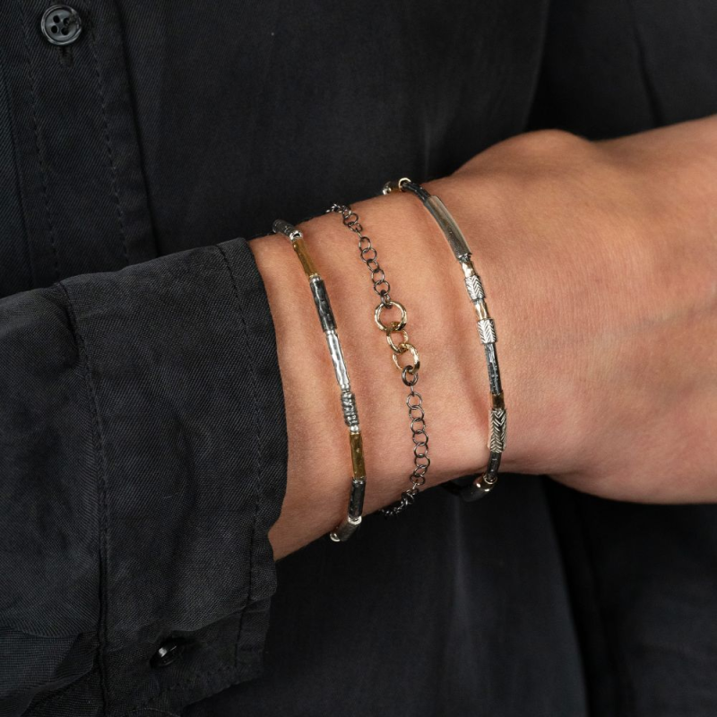 Jeh Jewels Armband, model 17710 tubes zilver/oxie/goldfilled - 24585