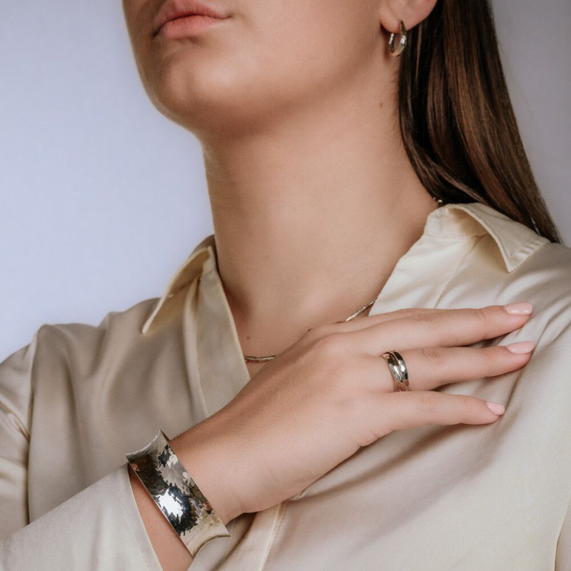 Jeh Jewels Armband, model 21345 klemband hamerslag smal zilver/925 breedte 2cm. - 24586