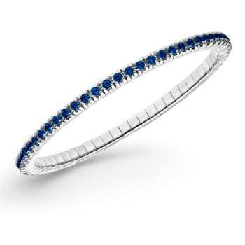 LUIS & FREYA Armband, zilver gerhodineerd flexband met donkerblauw zirkonia 2,5mm. (lengte: M 18,5cm) - 24603