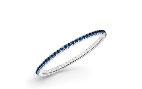 LUIS & FREYA Armband, zilver gerhodineerd flexband met donkerblauw zirkonia 2,5mm. (lengte: M 18,5cm) - 24603