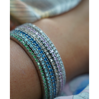 LUIS & FREYA Armband, zilver gerhodineerd flexband met wit zirkonia 2,5mm. (lengte: M 18,5cm) - 24604