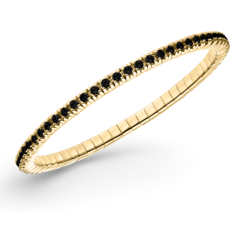 LUIS & FREYA Armband, zilver verguld flexband met zwart zirkonia 2,5mm. (lengte: M 18,5cm) - 24606
