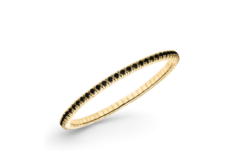 LUIS & FREYA Armband, zilver verguld flexband met zwart zirkonia 2,5mm. (lengte: M 18,5cm) - 24606