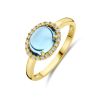 Ring, 14krt.goud met 0,09ct. diamant en ovaal topaas (maat 17,75) - 24609