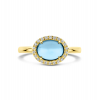 Ring, 14krt.goud met 0,09ct. diamant en ovaal topaas (maat 17,75) - 24609
