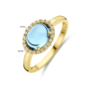 Ring, 14krt.goud met 0,09ct. diamant en ovaal topaas (maat 17,75) - 24609
