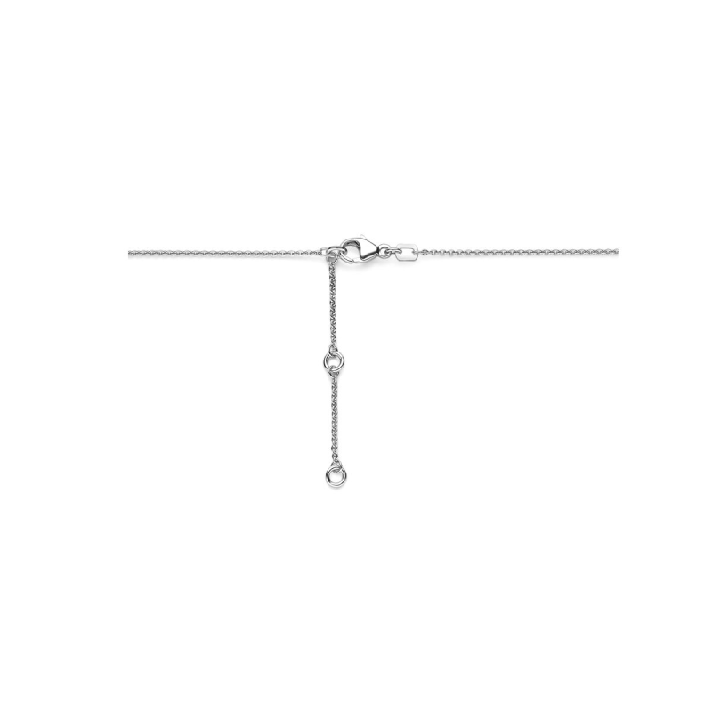 Collier, zilver gerhodineerd met hart en zirkonia hartje (lengte: 41-45cm.) - 24612