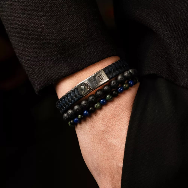 Rebel and Rose Armband Braided Flat 925 Black&Blue (maat: Medium17,5cm) - 24623 Rebel and Rose Armband Braided Flat 925 Black&Blue (maat: Medium17,5cm) - 24623