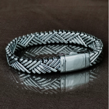 TAJ AMSTERDAM Zilveren Gevlochten Herenarmband AODH (lengte: 21,5cm.) - 24631