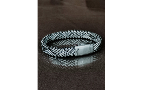 TAJ AMSTERDAM Zilveren Gevlochten Herenarmband AODH (lengte: 21,5cm.) - 24631