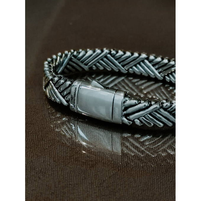TAJ AMSTERDAM Zilveren Gevlochten Herenarmband AODH LARGE(lengte: 21,5cm.) - 24631