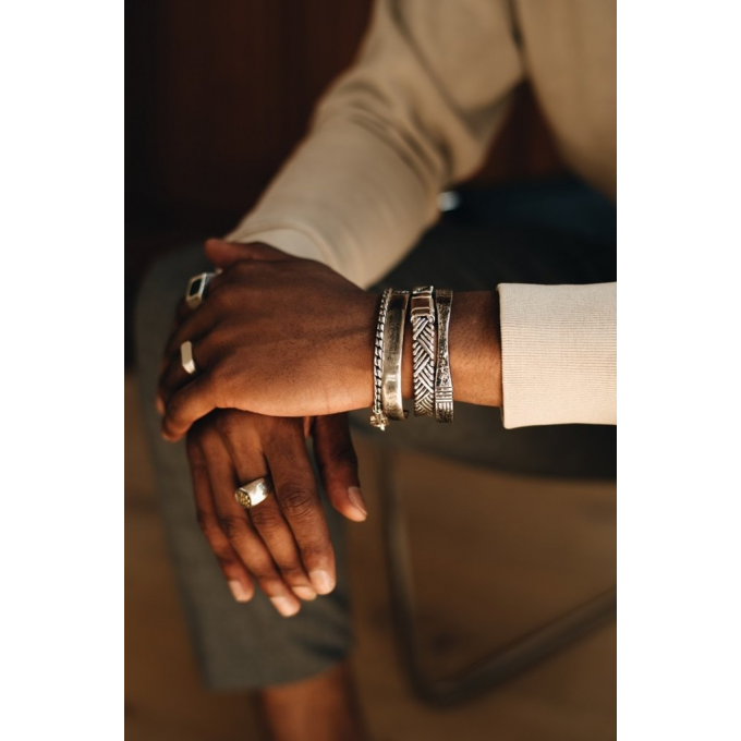 TAJ AMSTERDAM Zilveren Gevlochten Herenarmband AODH LARGE(lengte: 21,5cm.) - 24631