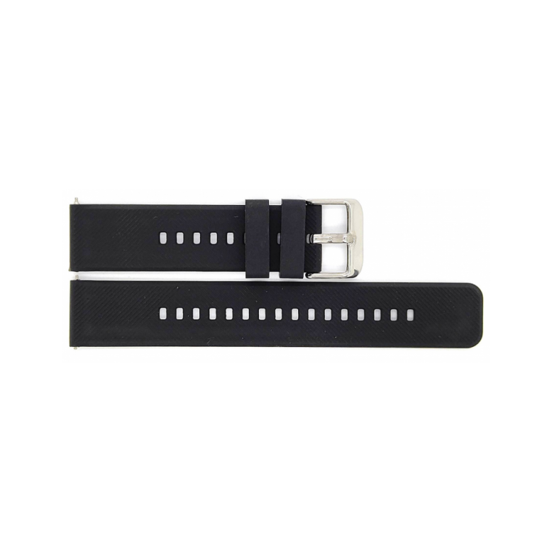 Horlogeband 22mm Zwart, Siliconen - 23252