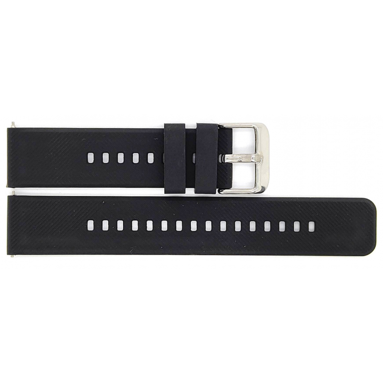 Horlogeband 22mm Zwart, Siliconen - 23252