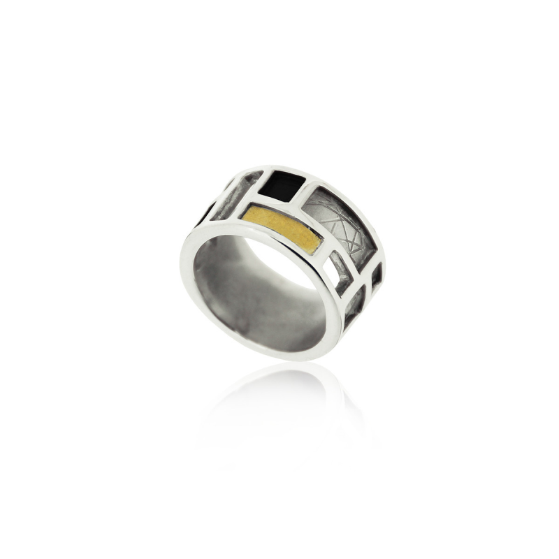 AUDAR Ring, model1479 zilver met 18krt.goud - 24635