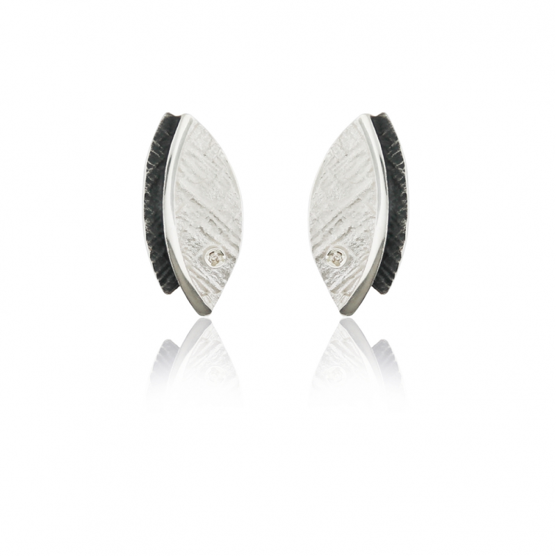 AUDAR Oorknoppen, model 1941 zilver met diamant 0,024ct. - 24637 AUDAR Oorknoppen, model 1941 zilver met diamant 0,024ct. - 24637