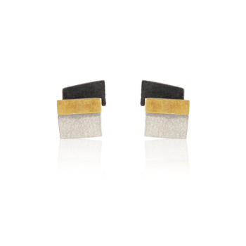 AUDAR Oorknoppen, model 1800 zilver met 18 krt.goud (10x12mm.) - 24640