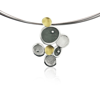 AUDAR Collier met hanger, model 1803 zilver/18krt.goud 17x21mm. (lengte:42cm.) - 24643