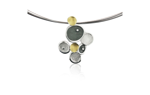 AUDAR Collier met hanger, model 1803 zilver/18krt.goud 17x21mm. (lengte:42cm.) - 24643