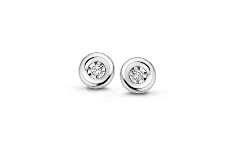 Rosa Di Luca Oorknoppen, zilver met diamant 0,03ct. - 24657