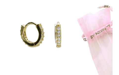 BY NIKKI Oorringen, zilver verguld met zirkonia (diameter: 8mm.) - 24671