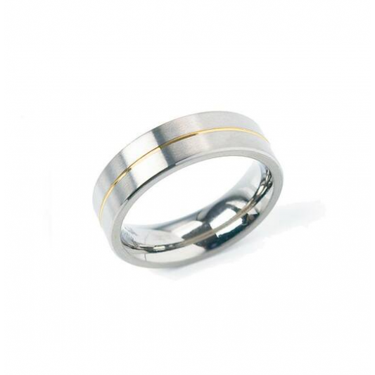 Boccia Ring, titanium model 0101-21 breedte: 6mm. deels verguld - 24701