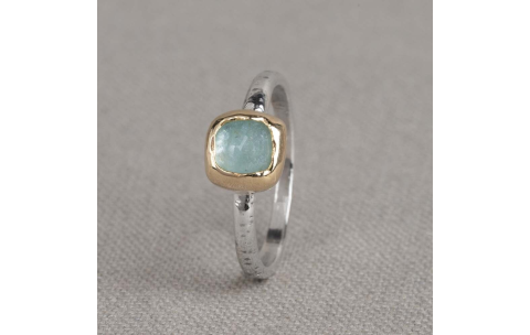 Jeh Jewels Ring, zilver met aquamarijn model 21196 (breedte 2,2mm.) - 24709