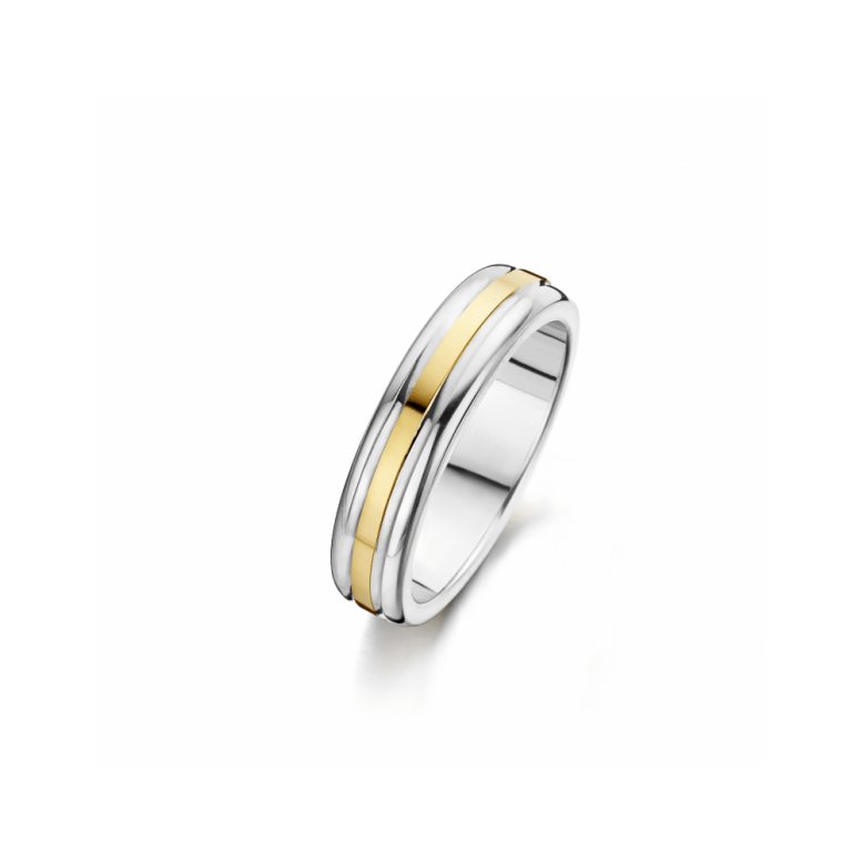 Fjory Relatiering, zilver/goud maat 21 (breedte: 5mm.) - 24712 Fjory Relatiering, zilver/goud maat 21 (breedte: 5mm.) - 24712