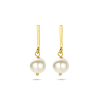 Oorhangers, zilver verguld met  immitatieparel (2,6cm.) - 24735