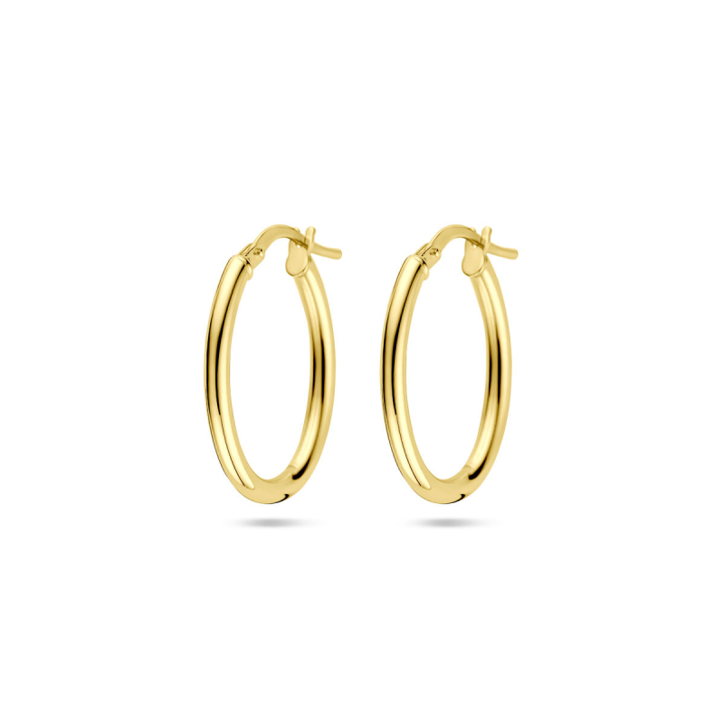Oorringen, 14krt.goud met een kern van 925 zilver ovaal (23x2mm.) - 24743 Oorringen, 14krt.goud met een kern van 925 zilver ovaal (23x2mm.) - 24743