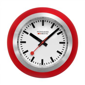 Mondaine Globe klok 60mm siliconen rood. - 24745