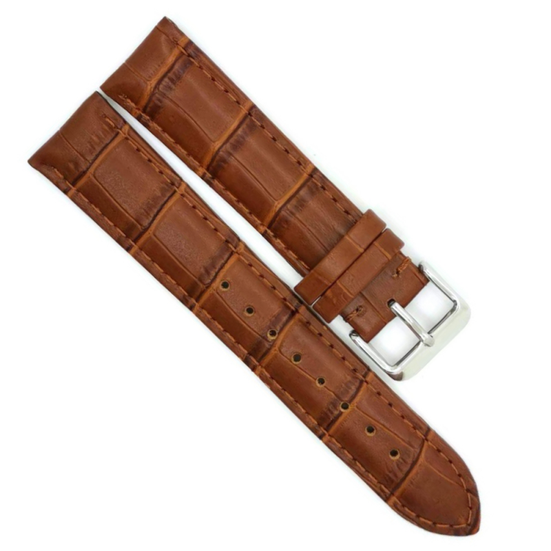 Horlogeband 26mm Licht Bruin, Krokodillen print - 24762