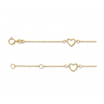 Armband, 14krt.goud met hartjes (lengte: 17-19cm.) - 24764 Armband, 14krt.goud met hartjes (lengte: 17-19cm.) - 24764