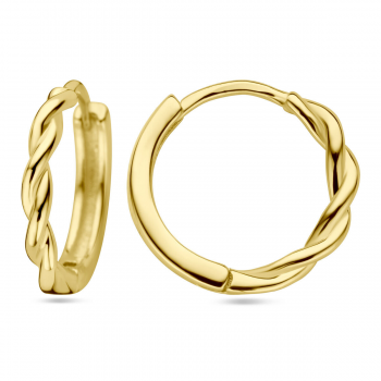 Oorringen, zilver verguld gedraaide buis (13x2mm.) - 24785 Oorringen, zilver verguld gedraaide buis (13x2mm.) - 24785