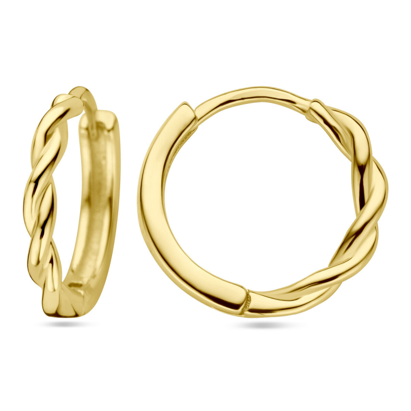 Oorringen, zilver verguld gedraaide buis (13x2mm.) - 24785