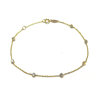 Armband, 9karaat met zirkonia (lengte: 17-19cm.) - 24795
