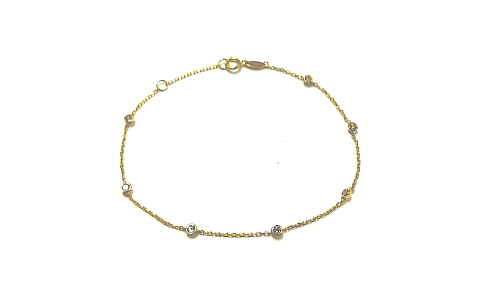 Armband, 9karaat met zirkonia (lengte: 17-19cm.) - 24795