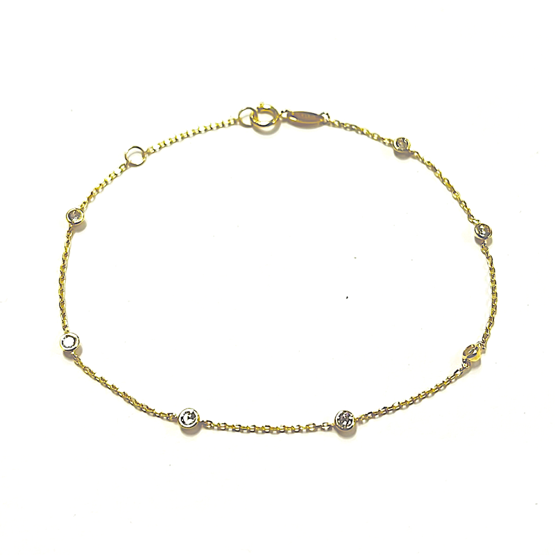 Armband, 9karaat met zirkonia (lengte: 17-19cm.) - 24795 Armband, 9karaat met zirkonia (lengte: 17-19cm.) - 24795